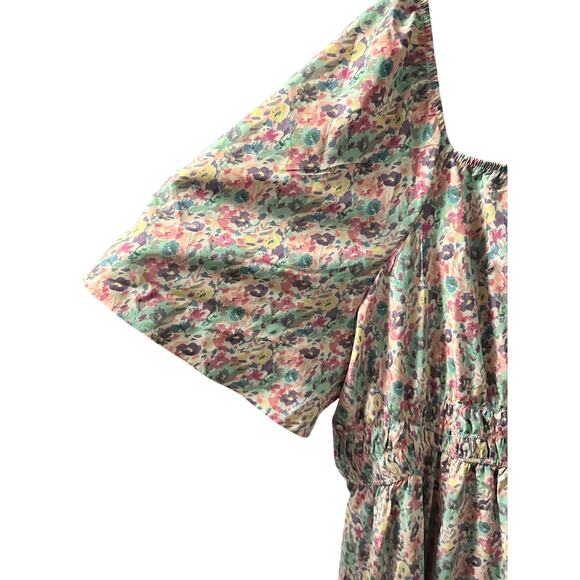 Plus Size 5X 28 Floral Flattering Square Neck Dress BloomChic with Pockets - Picture 4 of 7